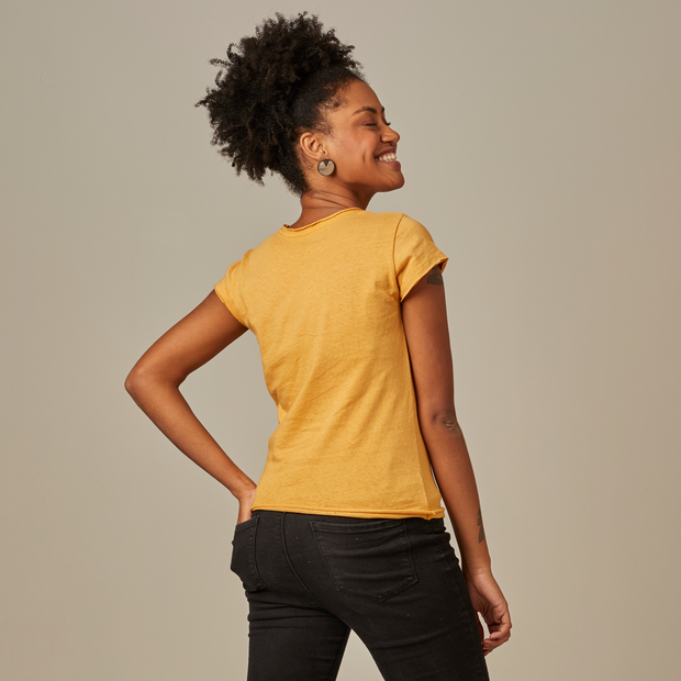 Camiseta Feminina Linho - Amarelo
