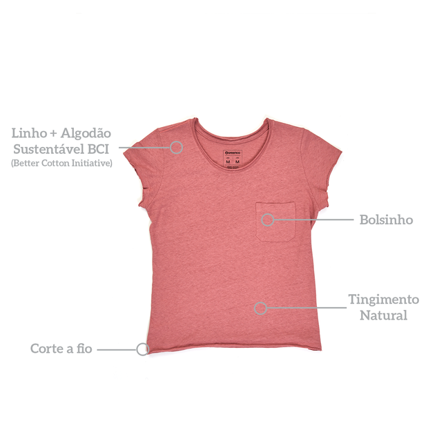 Camiseta Feminina Linho - Goiaba