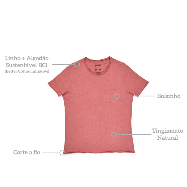 Camiseta Masculina Linho - Goiaba