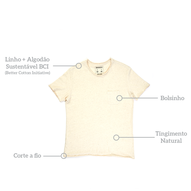 Camiseta Masculina Linho - Natural